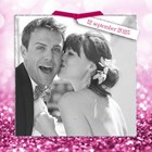 huwelijk kaart paarse glitters fotokader